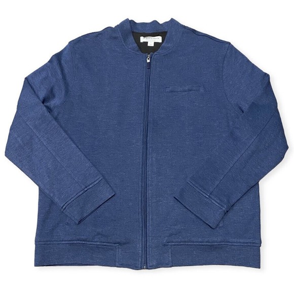 Mizzen + Main Fairway Bomber Jacket Blue Men’s Size XL 1OW-0173 - EUC